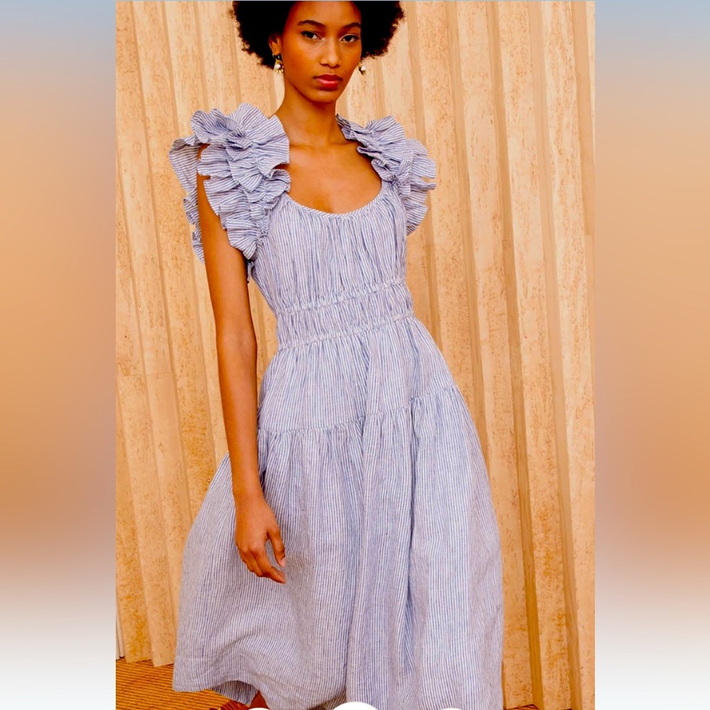 Ulla Johnson summer 2022 striped ruffle dress